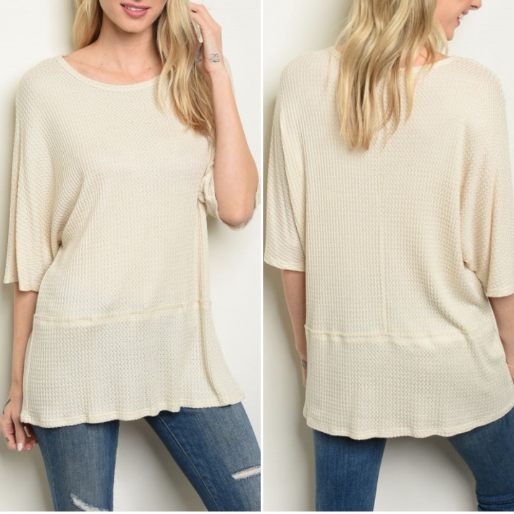 OATMEAL IVORY TUNIC TOP - Picture 2 of 7